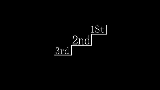 Animated podium steps with 1st, 2nd, 3rd place rankings and trophy for business success and competition concepts