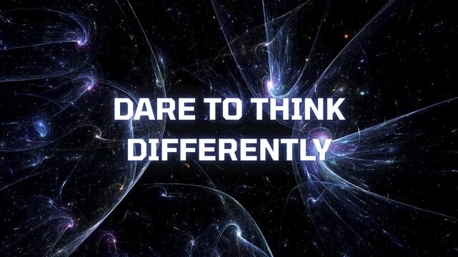 Abstract Cosmic Energy Network with Inspirational Text "Dare to Think Differently" for Innovation and Creativity