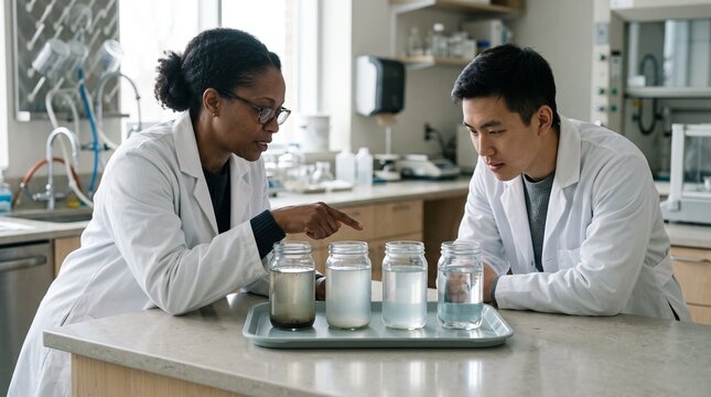 Chemists review clarified water jars in dosing trial