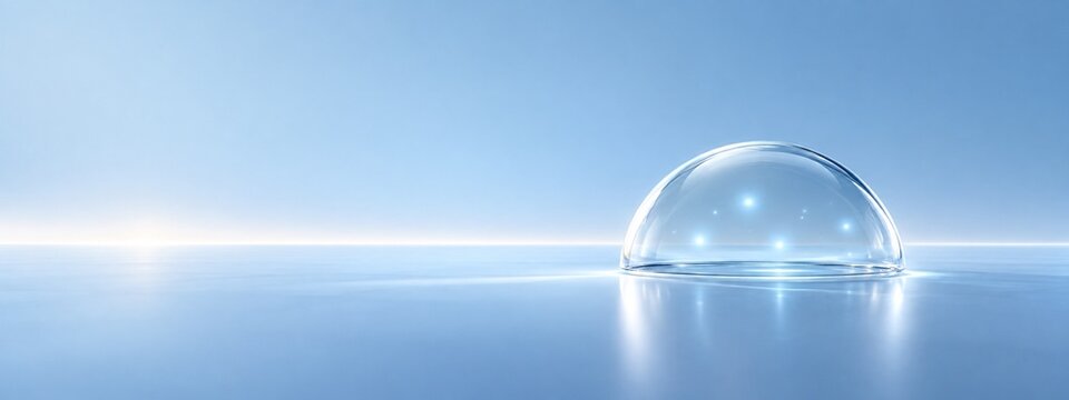A transparent luminous dome over a subtle digital horizon