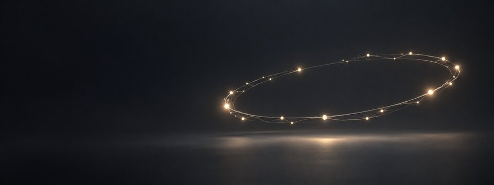 Sparse network halo with warm white light on charcoal