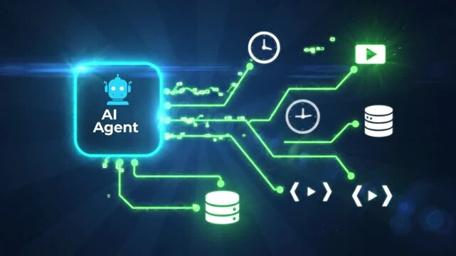 AI Agent Workflow Automation with Digital Network and Data Flow Animation