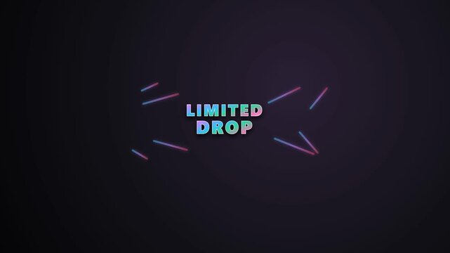 Dynamic inflated liquid chrome 3D typography displaying Limited Drop promotional text rotating over dark cyber aesthetic void, centered angle, trendy streetwear fashion marketing mood