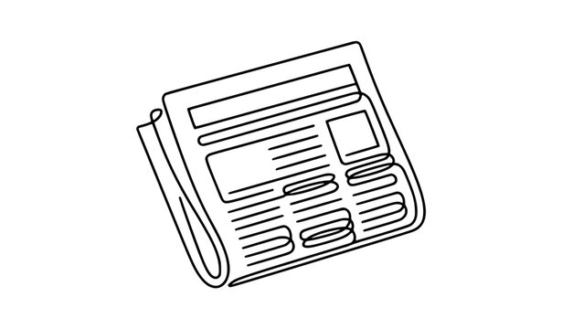Continuous Line Newspaper Icon &ndash; Daily News, Journalism and Press Outline Vector