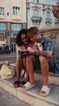 Young couple outside speding time together.
