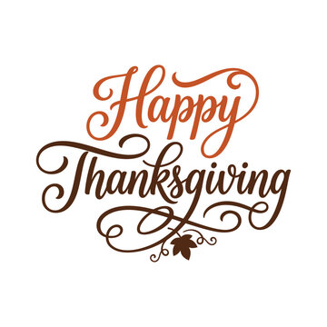 Happy thanksgiving typography lettering quote vector design with autumn leaf