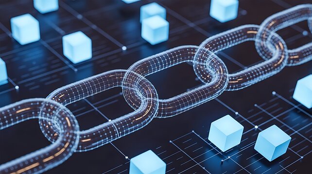 Blockchain technology connections, Cryptocurrency digital encryption, Digital money exchange. 