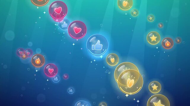 Live Stream Social Media Reactions Hearts Likes Stars and Fire Icons Motion Graphic Animation