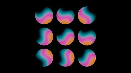 Abstract 3D Orthographic Phase-Shifted Crescent Gradient Orb Matrix with Centered Architectural Symmetry in Cobalt Cyan Magenta and Coral © AlexGuda