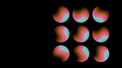 Abstract 3D Orthographic Phase-Shifted Crescent Gradient Orb Matrix with Left-Third Asymmetric Composition in Silver Copper Coral and Turquoise © AlexGuda
