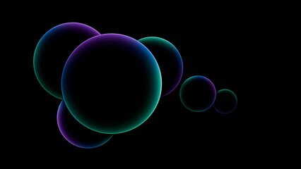 Abstract 3D Velvet Rim-Lit Obsidian Spheres with Multi-Plane Bokeh with Centered Architectural Symmetry in Emerald Mint Cobalt and Ultraviolet © AlexGuda