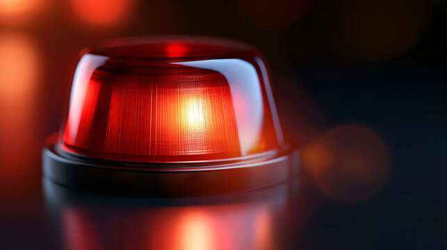 Red emergency flashing siren beacon icon vector illustration representing alert, warning, security system and police light, with copy space