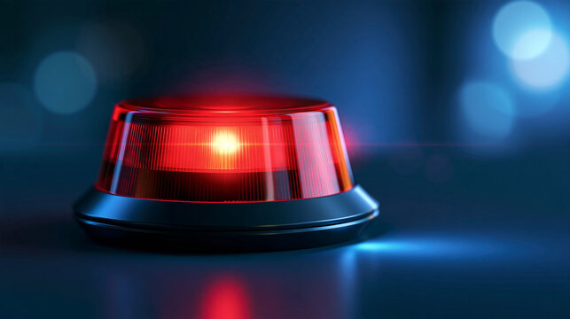 Red emergency flashing siren beacon icon vector illustration representing alert, warning, security system and police light, with copy space
