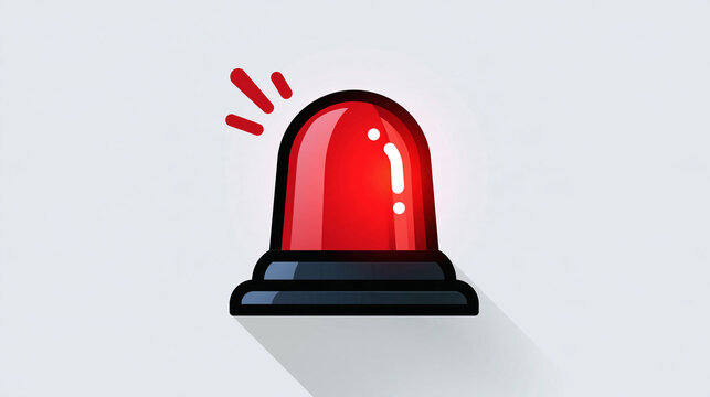 Emergency siren warning light icon, vector silhouette with outline and line art for alarm notifications, emergency response, security systems and safety signage, with copy space