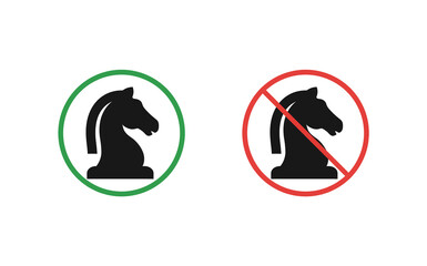 Chess knight symbols with green approval circle and red prohibition sign © Abidinawan Design