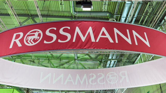 COLOGNE, GERMANY - SEPTEMBER 24th 2026 - Photo of Rossmann logo at DMEXCO tradeshow