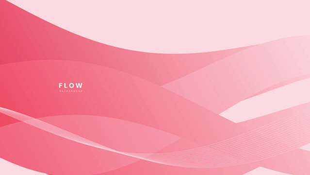 Abstract background, with overlapping pink, and red curved, shapes, gradient tones, and thin parallel, white lines in, a flowing composition