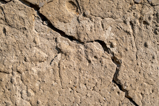 Cracked Adobe Wall Texture Close Up
