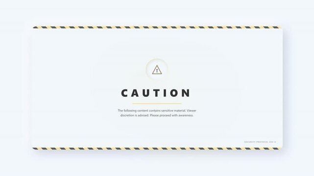 Animated Caution Warning Sign Sequence for Safety Alert and Precaution Messaging