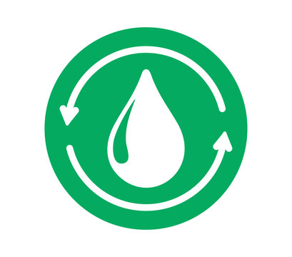 Minimal vector icon of water circulation and flow, representing recycling, filtration, sustainability and resource, H2O