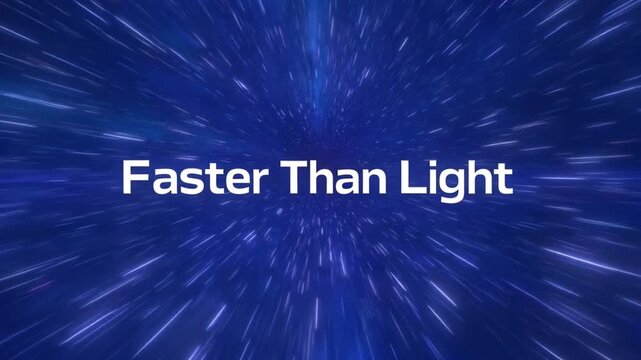 Speeding Through Cosmic Nebula Abstract Background with Text Faster Than Light Concept for Sci-Fi and Technology
