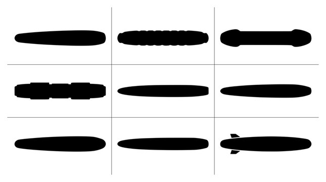 Zeppelin and airship silhouettes set with dirigible and blimp forms for travel and transport