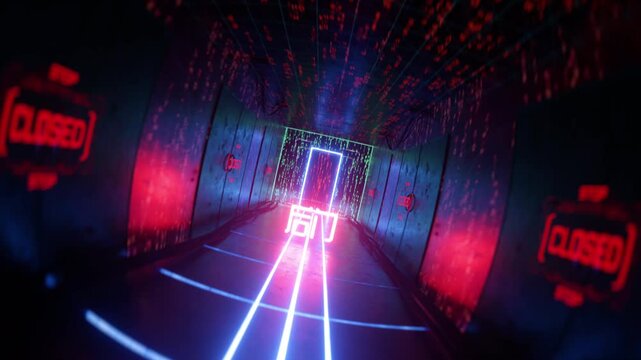 Backdoor written in Chinese characters, camera moves toward secret door, hacking