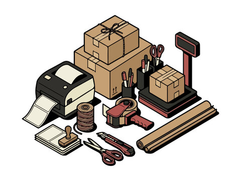Small Business Holiday Shipping Station with Label Printer and Packaging
