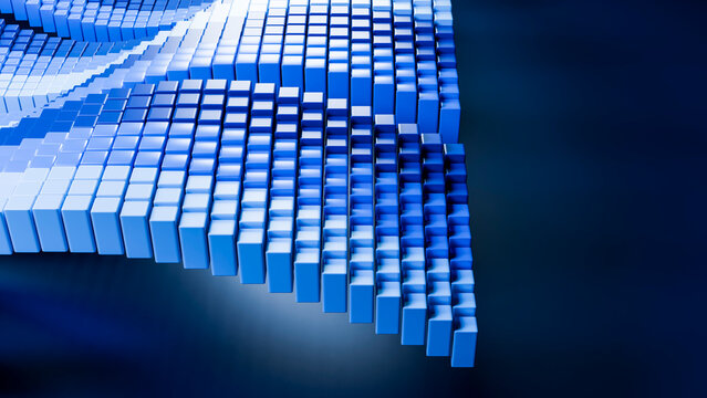 Abstract 3d blue cubes forming a geometric digital pattern