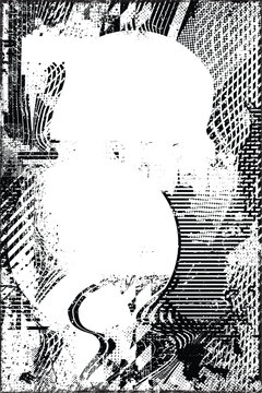 Glitch distorted grungy isolated layers . Design element for brochure, social media, posters, flyers. Overlay texture.Textured banner with Distress effect .Vector halftone dots . Screen print texture