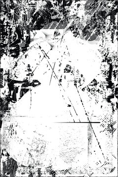 Glitch distorted grungy isolated layers . Design element for brochure, social media, posters, flyers. Overlay texture.Textured banner with Distress effect .Vector halftone dots . Screen print texture