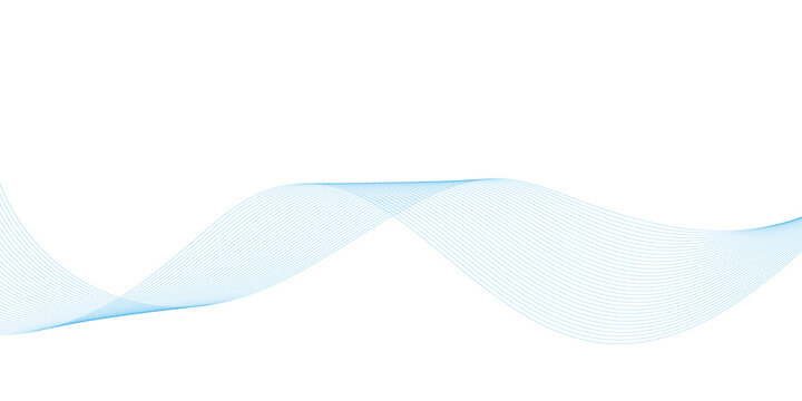 Light blue parallel fine line wave mesh banner background on white