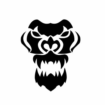 Aggressive primate mascot silhouette with gnashing teeth and angry expression
