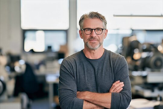 Factory Engineer Portrait in Modern Industrial Workplace