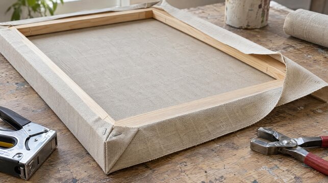 Linen canvas stretched over a wooden frame