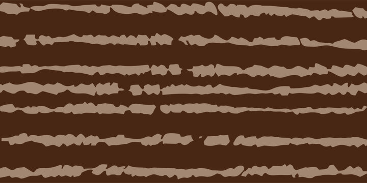 Abstract brown dark background with irregular hand-drawn horizontal stripes, seamless organic pattern, line texture.