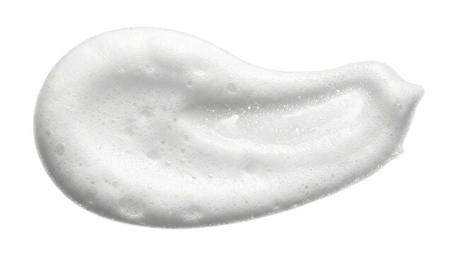 White cosmetic foam texture smear isolated on transparent background