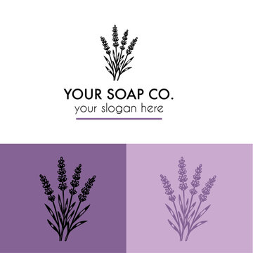Lavender logo design and branding for a soap company as vector illustrations 