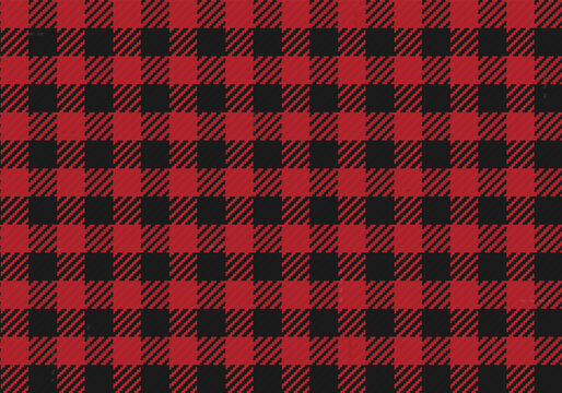 Buffalo check plaid seamless pattern with woven twill texture