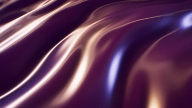 Rippling silk fabric 3D animation flowing plum and rose gold satin waves
