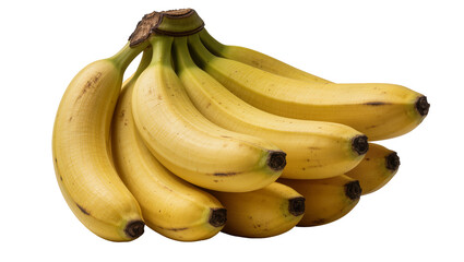 Bunch of ripe yellow bananas with brown tips, isolated on transparent background © Viktor