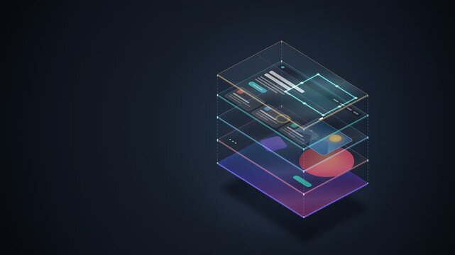 Exploded Isometric Design Layers Separating Web Interface Seamless Loop