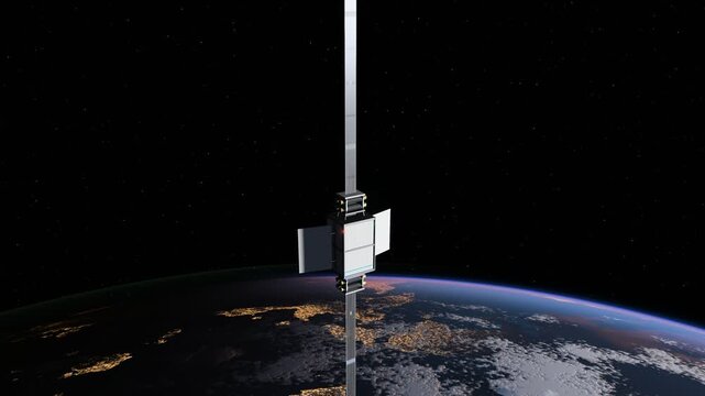 Space Elevator Climbers Ascending Tether Above Earth Seamless Loop