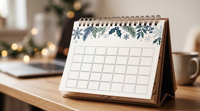 Festive Winter Calendar on a Cozy Desk
