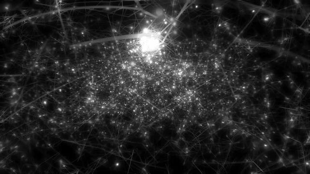 Monochrome Glowing Particle Network Energy Core VJ Background