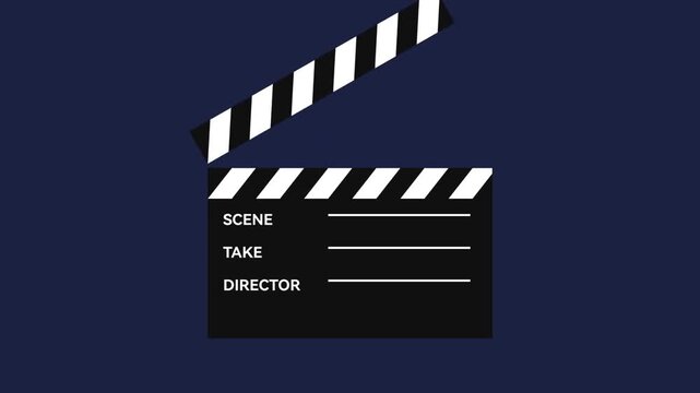 Cartoon Movie Clapper 2D Motion Graphics Animation, Film Clapperboard Clapping.