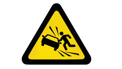 Black car hitting running person pictogram, isolated on transparent background © Constantin