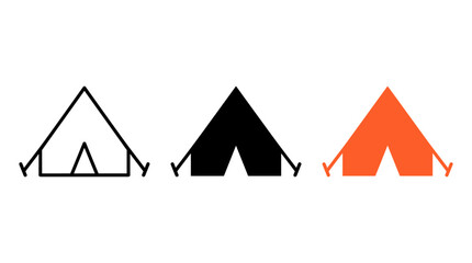 Camping tent icon in outline solid color styles © Silhouette Lab