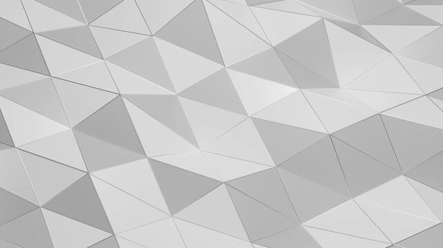 Animated 3D low poly tile surface background, abstract polygonal triangle motion animation 