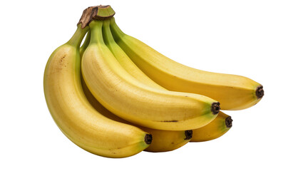 Bunch of ripe yellow bananas with green stems, isolated on transparent background © Maria